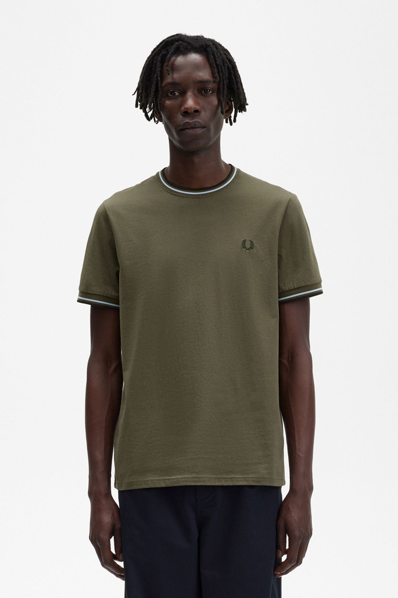 M1588 TWIN TIPPED FRED PERRY T-SHIRT - R79 UNIFORM GREEN