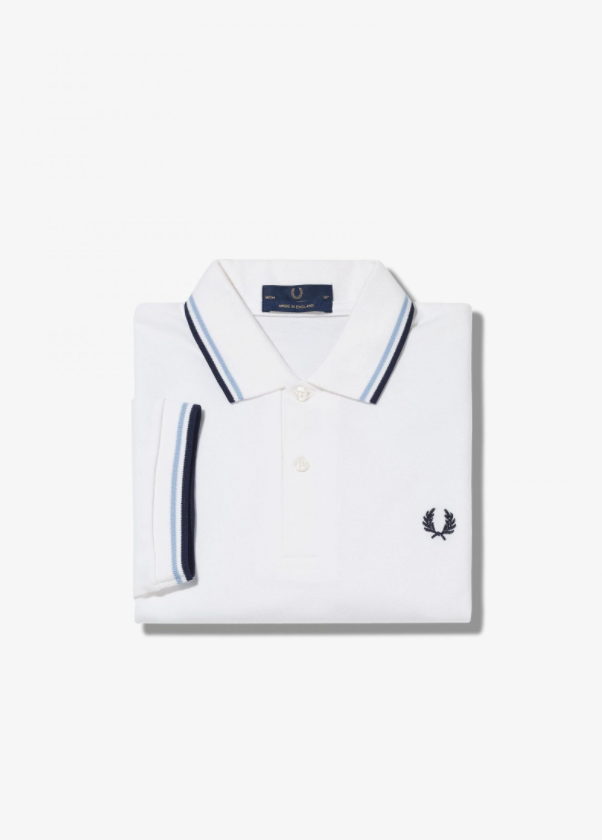 M12 TWIN TIPPED FRED PERRY POLO SHIRT - WHITE 300