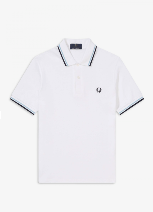 M12 TWIN TIPPED FRED PERRY POLO SHIRT - WHITE 300
